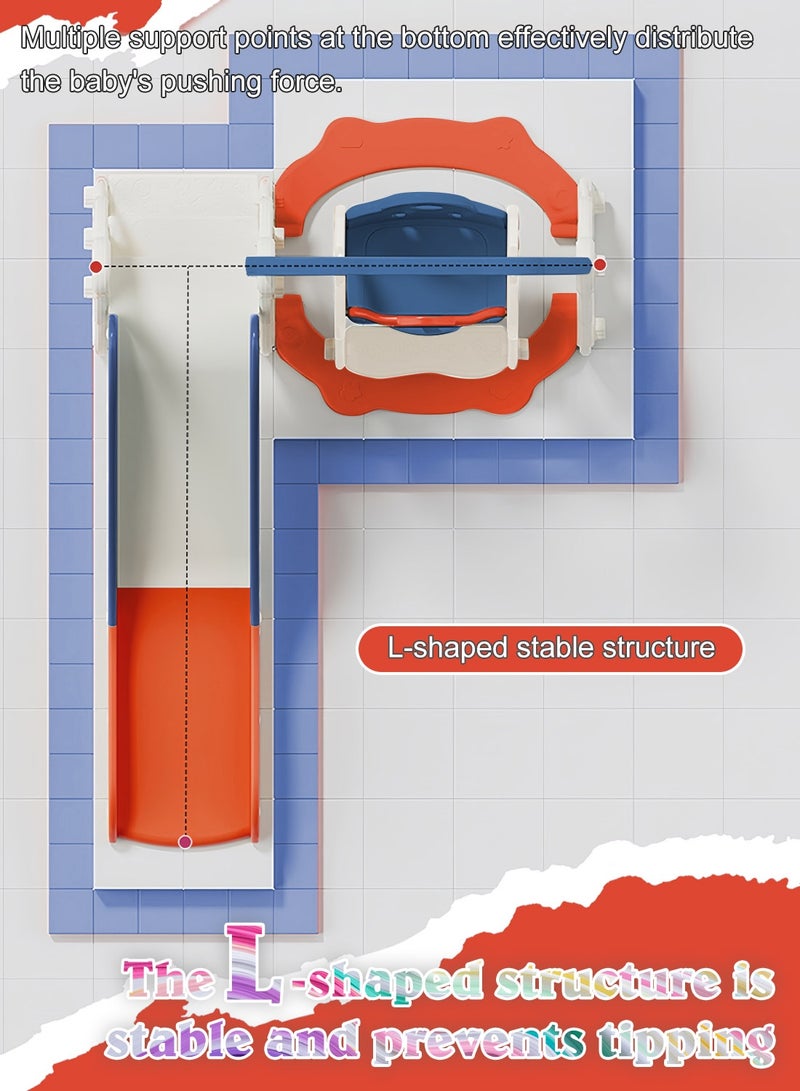 ما بيبي ﻿ منزلق أطفال رباعي الوظائف (4 في 1) مع أرجوحة للأعمار من 1 إلى 3 سنوات - مجموعة ألعاب منزلق داخلية/خارجية مع سلة كرة السلة ومنطقة تسلق - Image 4