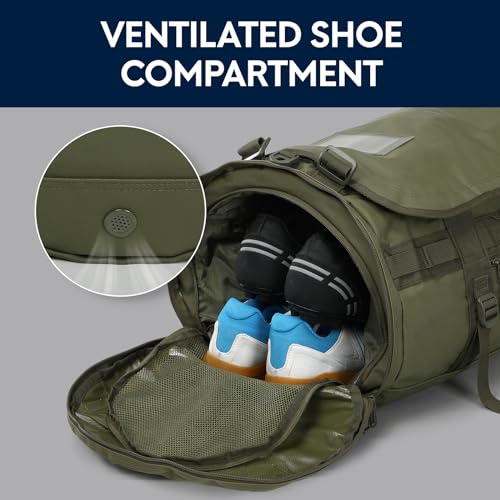 Haimont Large Duffle Backpack Bag for Men Travel, Heavy Duty Duffel Bags with Shoes Compartment for Long Trip, Camping, Water-resistant, 90L, Army Green - Image 3