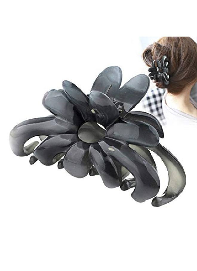 Suoirblss Women Elegant Flower Hair Clips Crystal Plastic Hair Claw Chic Styling Grab Clip Hairpin Hairgrip Hair Accessories (Grey)  - Image 1