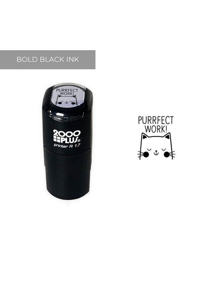 SBlabels Perfect Work Kitty Cat Themed Stamp / 2000 Plus Self Inking Teacher Animal Stamper / 9/16 Small Black Imprint Cat Pun Planner Worksheet Homework Classroom Stamp - Image 2