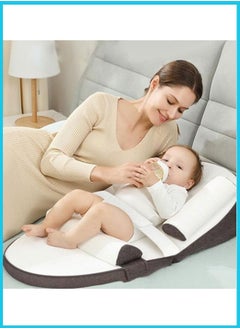 Gonice Baby Lounger Sleeping Nest With Anti Reflux Pillow, 0-30° Height Adjustable, Khaki  - Image 1