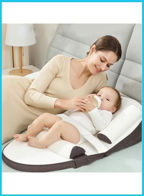 Baby Lounger Sleeping Nest With Anti Reflux Pillow, 0-30° Height Adjustable, Khaki