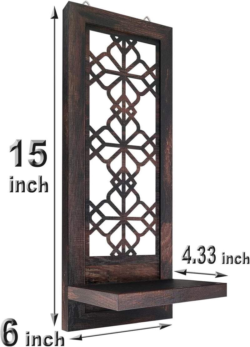 ZOLAPI Set of 2 Candle Sconces Farmhouse Accent Wall Sconce Caramel Color Candle Holder Wall Decorations for Home Dcor Living Room Dining Room15 x6 in - Image 3