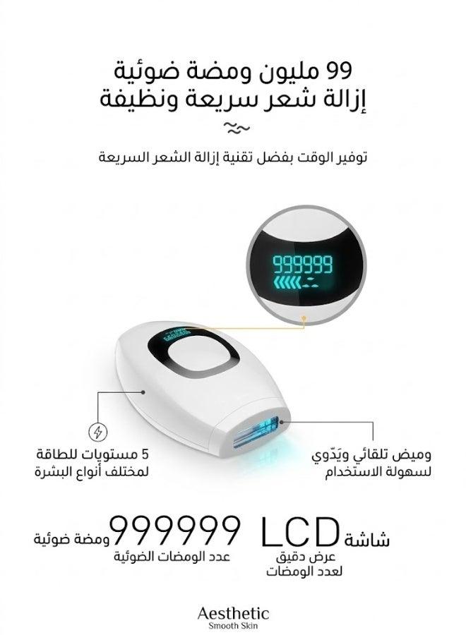 جهاز إزالة الشعر IPL بالضوء النبضي المكثف 999,999 ومضة مع شاشة LCD - Image 2
