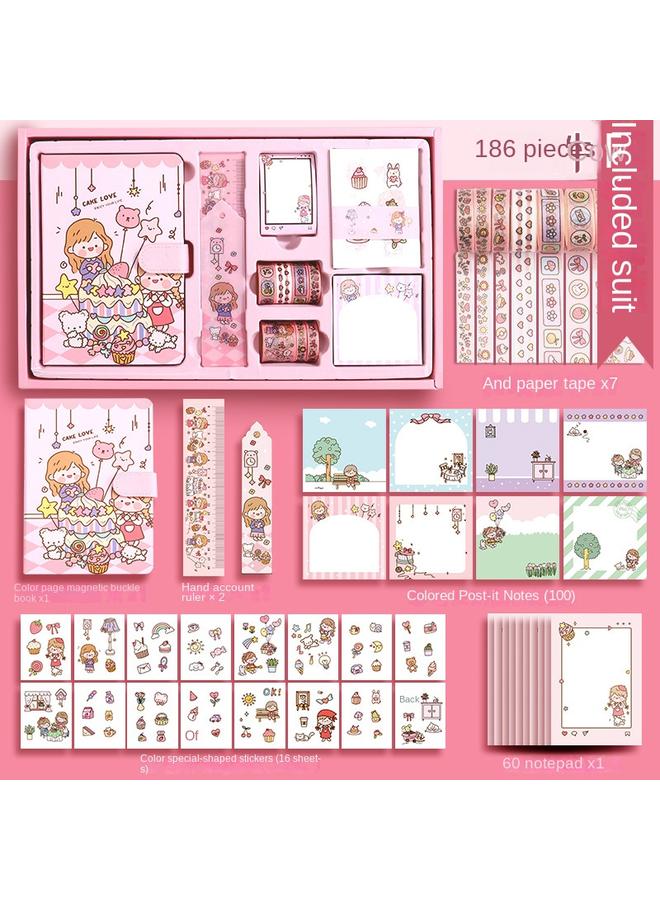 Children And Girls Hand Account Book Suit Gift Box Cute Girl Hand Account Sticker Material Gift Bag Full Set Of Handmade Free Shipping  - Image 5
