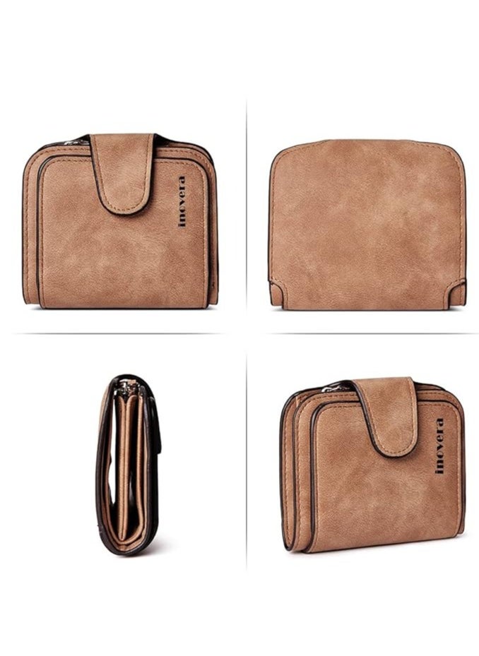 INOVERA (LABEL) Women's Vegan Leather Tri-fold Fashion Card Coin Holder Small Wallet  - Image 4