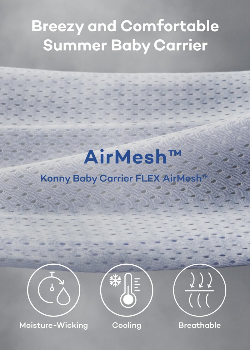 Konny Baby Carrier Flex AirMesh with Head Support- Adjustable, Easy to Wear Baby Wrap Sling, Perfect for Newborn Babies Essentials up to 44 lbs (XS-XL) -Charcoal - Image 3