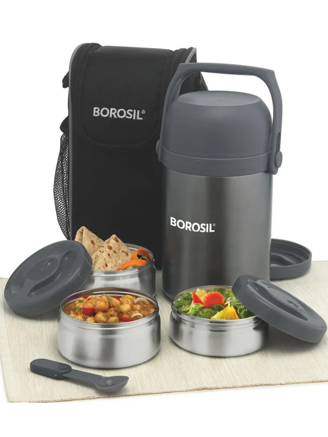 بوروسيل حافظة طعام ساخنة وطازجة بثلاث طبقات مع حقيبة حمل