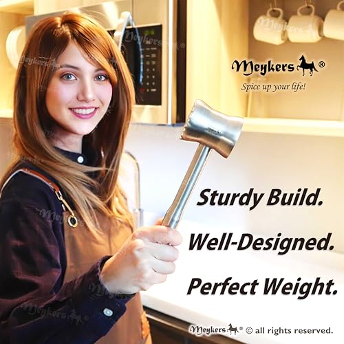 Meykers Meat Tenderizer Mallet | 304 Stainless Steel | Dishwasher Safe | Meat Pounder Hammer Flattner Beater | Kitchen Tool for Steak Chicken Poultry Food | ablandador de carne martillo para carne - Image 4