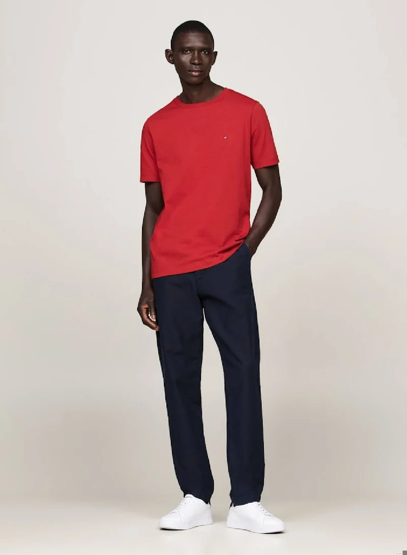 TOMMY HILFIGER Flag Embroidery Crew Neck T-Shirt