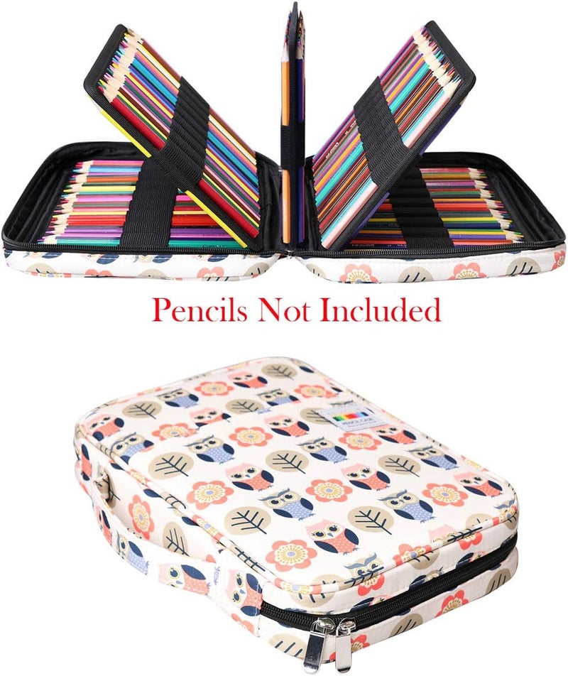 BOMKEE Coloring Pencil Case 220 Slots Pencils/Gel Pens Organizer Waterproof Travel Case Zipper Carrying Portable Pencil Markers Pen Holder Bag for Painter Writers (Cartoon Owl) - Image 2