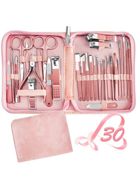 Manicure Set 30 In 1 Nail Clipper Set Redflow Nail Clippers Fingernail & Toenail Clippers Manicure Tools Pedicure Tools Suitable For Travel Manicure Kit Nail Set Kit With Everything Profe