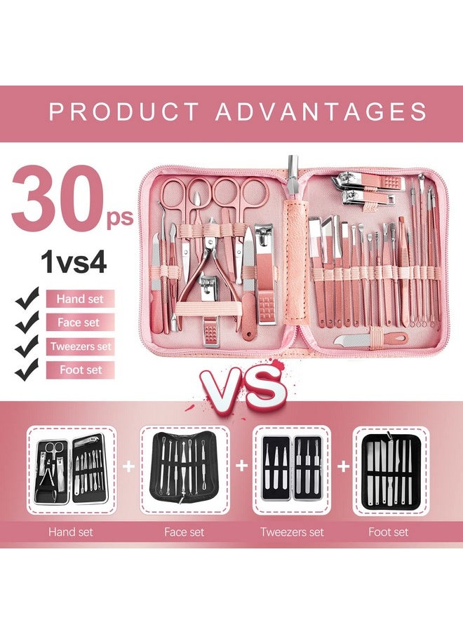 RedFlow - Manicure Set 30 In 1 Nail Clipper Set Redflow Nail Clippers Fingernail & Toenail Clippers Manicure Tools Pedicure Tools Suitable For Travel Manicure Kit Nail Set Kit With Everything Profe - Image 1