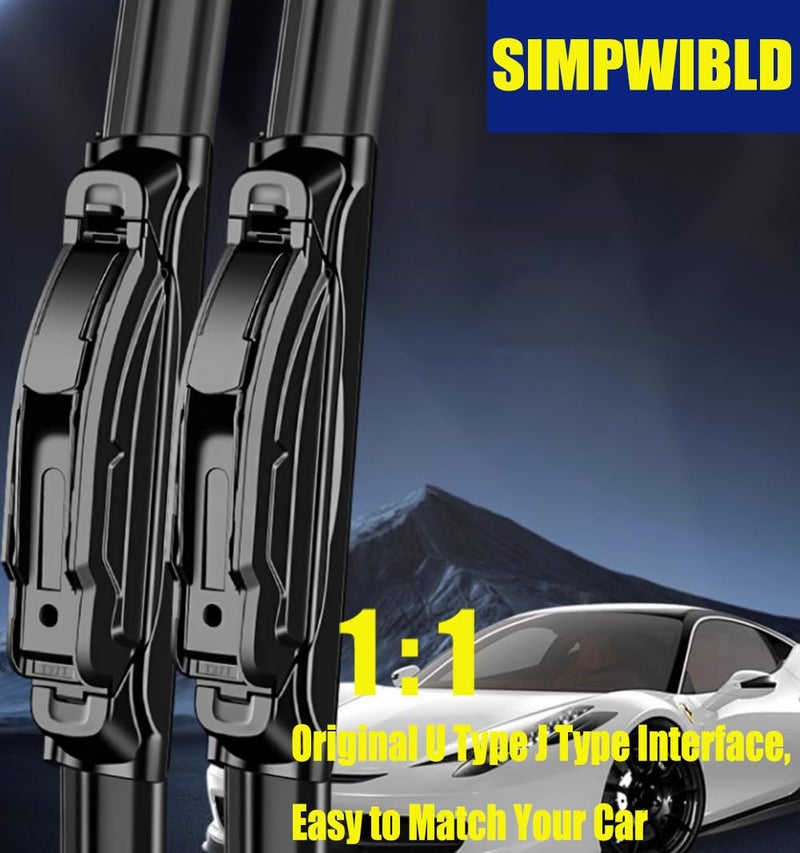 SIMPWIBLD 3 wipers Replacement for 2013-2019 Nissan Pathfinder/2015-2020 Nissan Rogue Windshield Wiper Blades Original Equipment Replacement 26"+17"+12" (Set of 3) U/J HOOK - Image 2