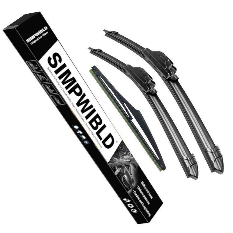 SIMPWIBLD 3 wipers Replacement for 2013-2019 Nissan Pathfinder/2015-2020 Nissan Rogue Windshield Wiper Blades Original Equipment Replacement 26"+17"+12" (Set of 3) U/J HOOK - Image 1