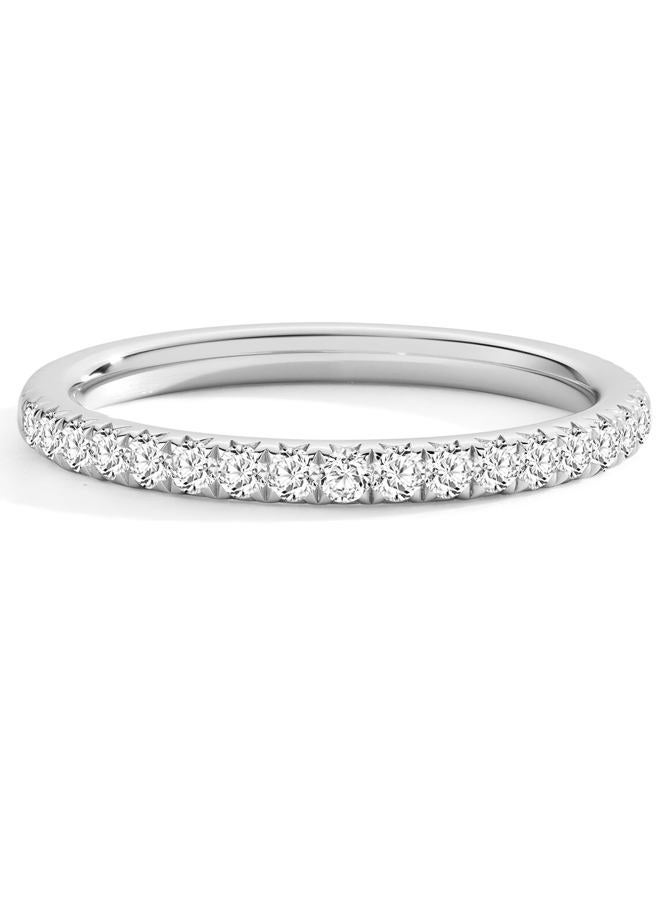 ASHINE Bezel Setting Moissanite Stackable Ring for Women, 14K Gold Plated Solid 925 Sterling Silver Eternity Ring for Wedding and Daily, Available in Size 6-8, 6.5, Sterling Silver, Moissanite - Image 1