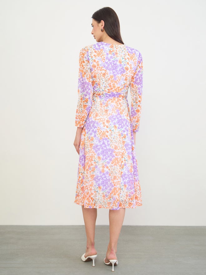 Styli Floral Midi Dress with Tie-Belt - Image 5