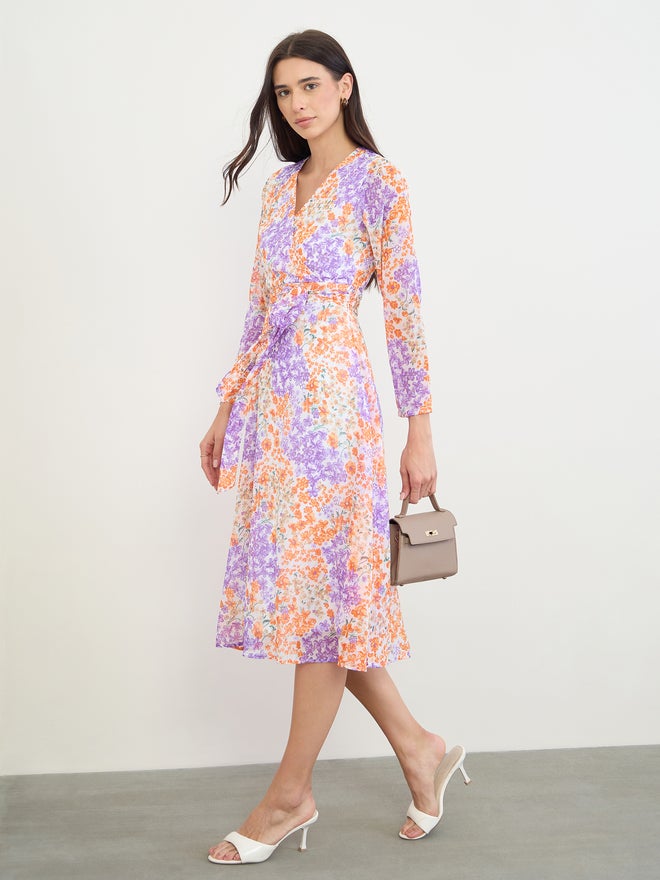 Styli Floral Midi Dress with Tie-Belt - Image 2
