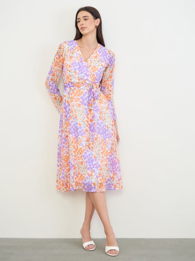 Styli Floral Midi Dress with Tie-Belt - Image 3