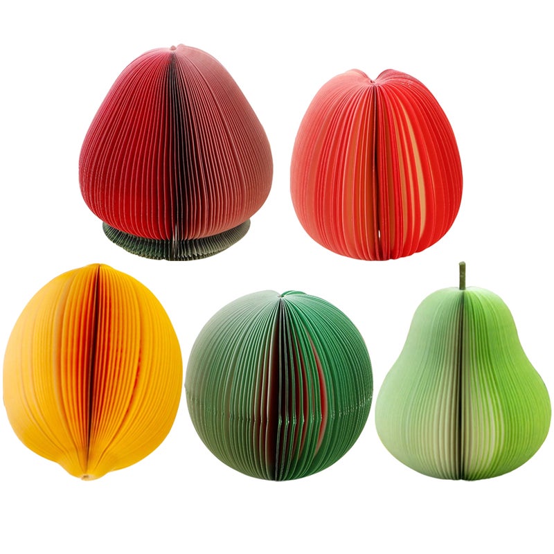 Compact Note Pads Fruit Shaped Stationery For Desk Surfaces Bookmarks 10x9cm 5Pcs - Image 1