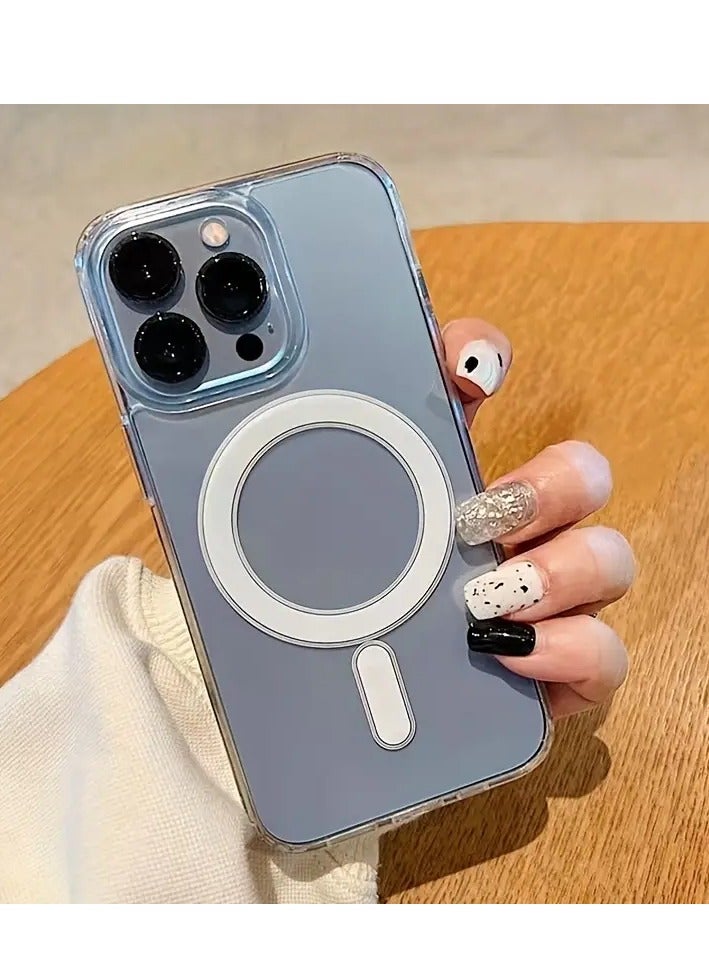 حافظة ماجسيف الشفافة، حافظة مغناطيسية رفيعة، مقاومة للاصفرار وممتصة للصدمات، حافظة هاتف خلوي مضادة للخدش لهاتف آيفون 15 بلس، شفافة - Image 3