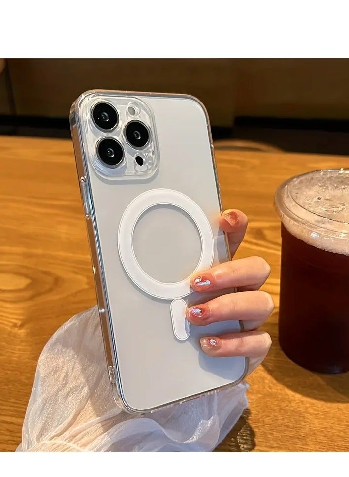 حافظة ماجسيف الشفافة، حافظة مغناطيسية رفيعة، مقاومة للاصفرار وممتصة للصدمات، حافظة هاتف خلوي مضادة للخدش لهاتف آيفون 15 بلس، شفافة - Image 2