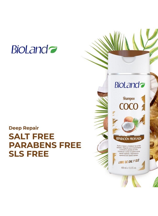 Bioland Coconut Shampoo - Nourishing & Strengthening Shampoo For Dry & Curly Hair - 13.53 Fl Oz (400Ml)  - Image 1