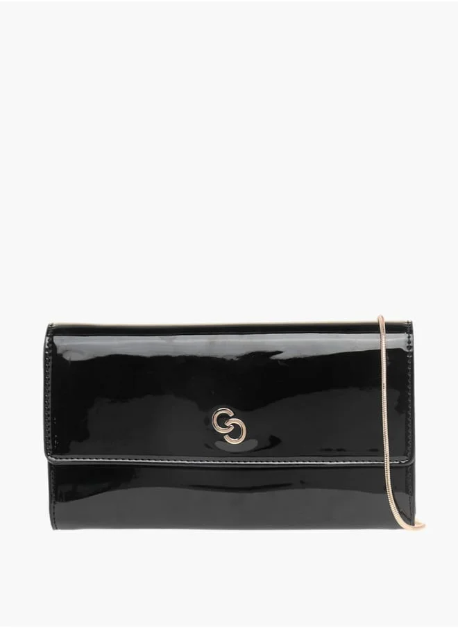 سيليست Womens Solid Clutch With Detachable Chain Strap And Flap Closure