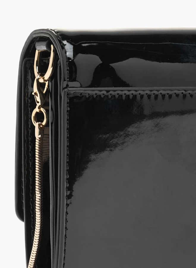 سيليست Womens Solid Clutch With Detachable Chain Strap And Flap Closure