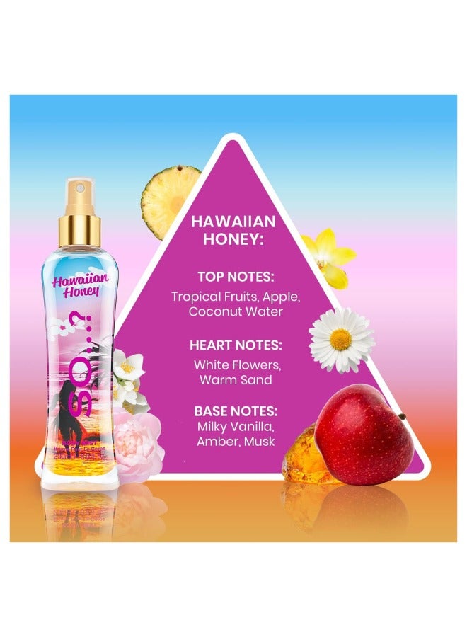 So..? So...? Summer Escapes Women's Body Mist Bundle | 200ml | Pack of 3 | Includes Bali Breeze, Hawaiian Honey & Seychelle Sands | Tropical, Fruity & Floral Scents | Long-Lasting Fragrance Sprays - Image 3