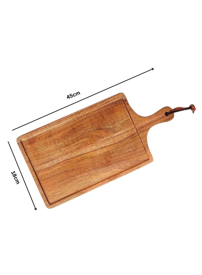 Liying 18X45cm oak Wooden Pizza Tray Rectangle Pizza Board with Handle for Cutting Board, Wood Bread Board, Pizza Tray, Fruit Cutting Board and Bakeware  - Image 3
