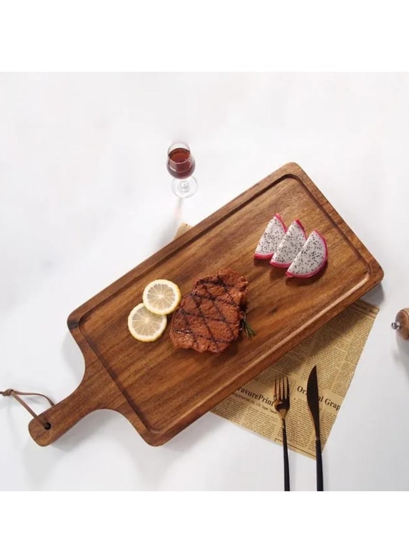Liying 18X45cm oak Wooden Pizza Tray Rectangle Pizza Board with Handle for Cutting Board, Wood Bread Board, Pizza Tray, Fruit Cutting Board and Bakeware  - Image 5