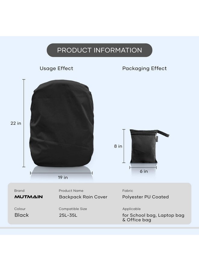 MUTMAIN Bag Cover Waterproof 30L to 35L Rain Cover for Backpack Schoolbag, Laptop Bag, Dust Proof, Rubberized Material, Black (BPBLACK-30LTO40L) - Image 2