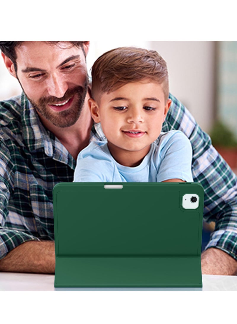 Wtech Apple iPad Air 11 (iPad Air 6) 5G 2024 (6th Gen) 11 inch / Apple iPad Air 11‑inch (M3) 2025 Smart Flip Auto Awake/Auto Sleep Leather Texture with Pen Holder Case Cover - Dark Green - Image 5