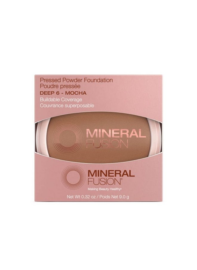Mineral Fusion فoundation بودرة مضغوطة عميقة 6 للبشرة العميقة مع تحتtones باردة مكياج مضاد للشيخوخة مع لمسة نهائية غير لامعة خالي من التلك بودرة وجه مضادة للحساسية خالية من القسوة 0.32 أونصة  - Image 2