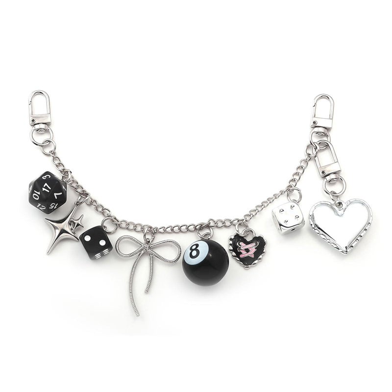 Disengor 8 Ball Dice Bow Bag Chain Charm Extender - Purse Charms for Handbags - Y2K Keychain Tote Bags Accessories for Women - Image 1