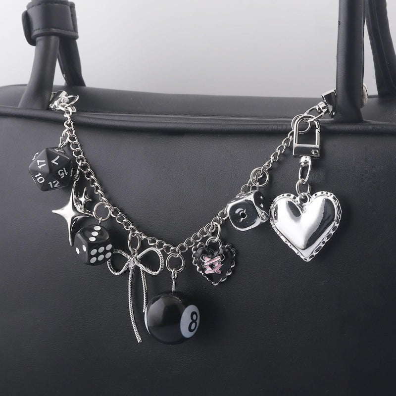 Disengor 8 Ball Dice Bow Bag Chain Charm Extender - Purse Charms for Handbags - Y2K Keychain Tote Bags Accessories for Women - Image 4