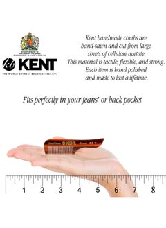 KENT 83T Small Gentleman'S Beard And Mustache Pocket Comb Fine Toothed Pocket Size For Facial Hair Grooming And Styling. Sawcut Of Quality Cellulose Acetate Hand Polished. Handmade In England  - Image 3