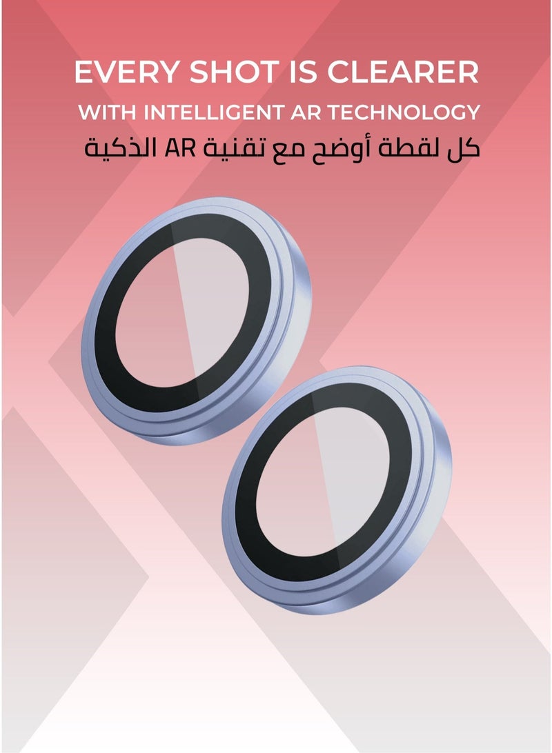 زوندا قطعتان من واقي عدسة الكاميرا ايفون 17  لون ازرق -  وضوح عالي الدقة, تركيب سهل ودقيق، مقاوم للخدش. - Image 4
