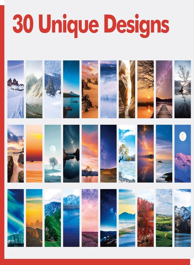 Gethelud 120 PCS Landscape Bookmarks, 30 Designs Double Sided Printing Paper Bookmarks Scenery Book Markers with PET Film for Primary Middle High Reading Students, Book Lovers (2.4” x 6.1”) - Image 4