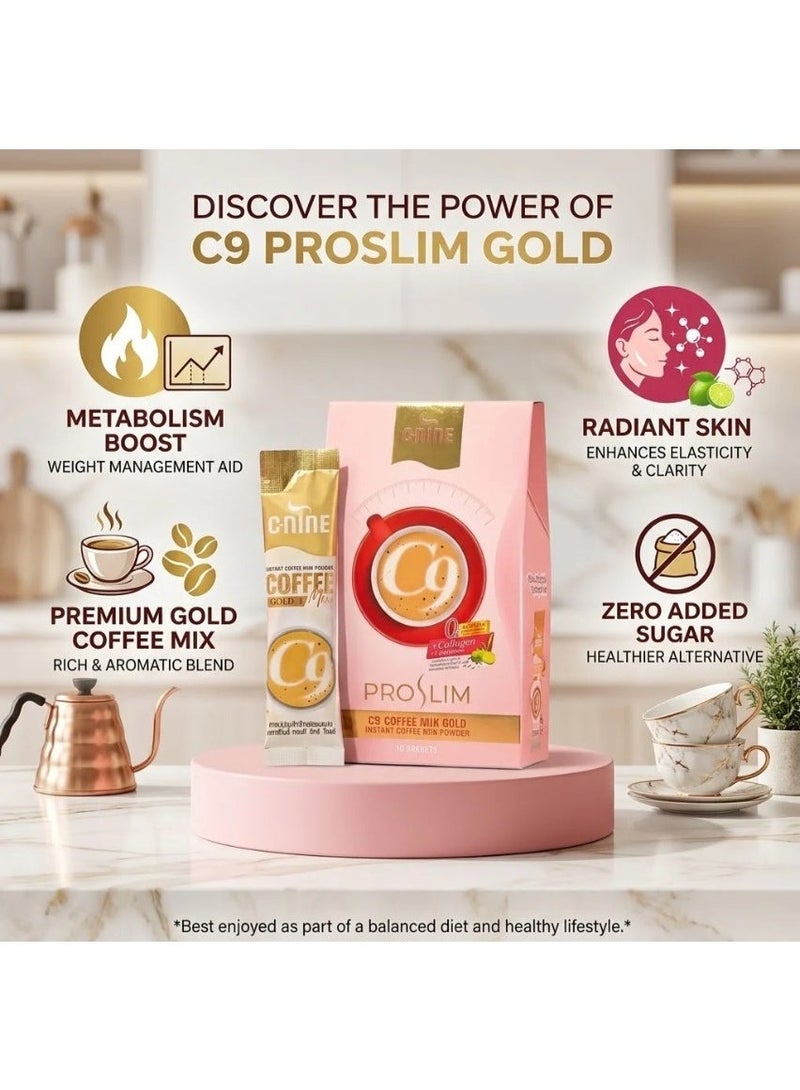 C-Nine Pro Slim C9 Coffee Mix Gold 150g (10 x 15g Sachets) – Instant Collagen Coffee Mix for Weight Control, Detox & Skin Care - Image 3