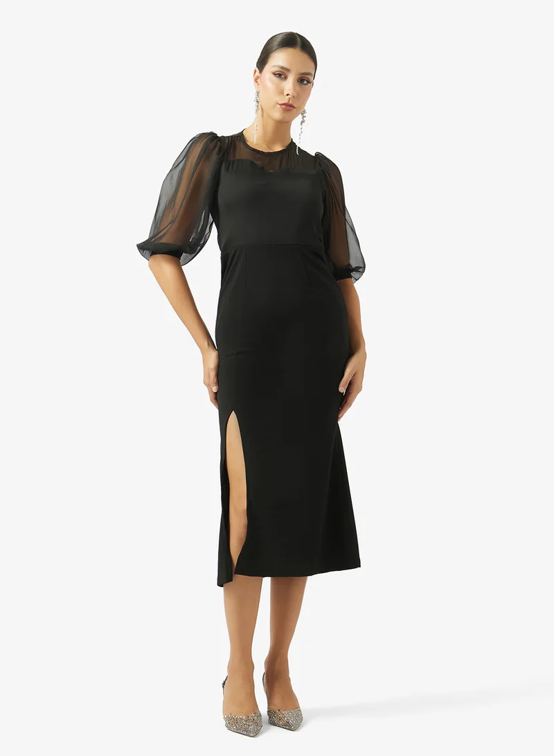 ايلا Shift Dress With Sheer Sleeves