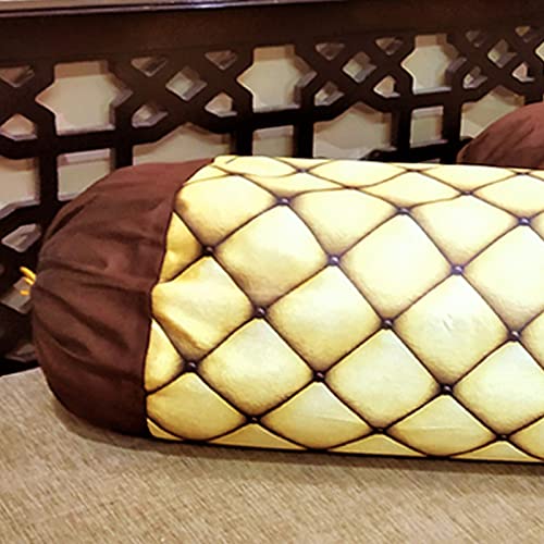 Belive-Me Geometric Design Satin Fabric Standard Size Bolster Cover or Maslan Cover for Diwan Long Pillow (Set of 2, Beige) - Image 4