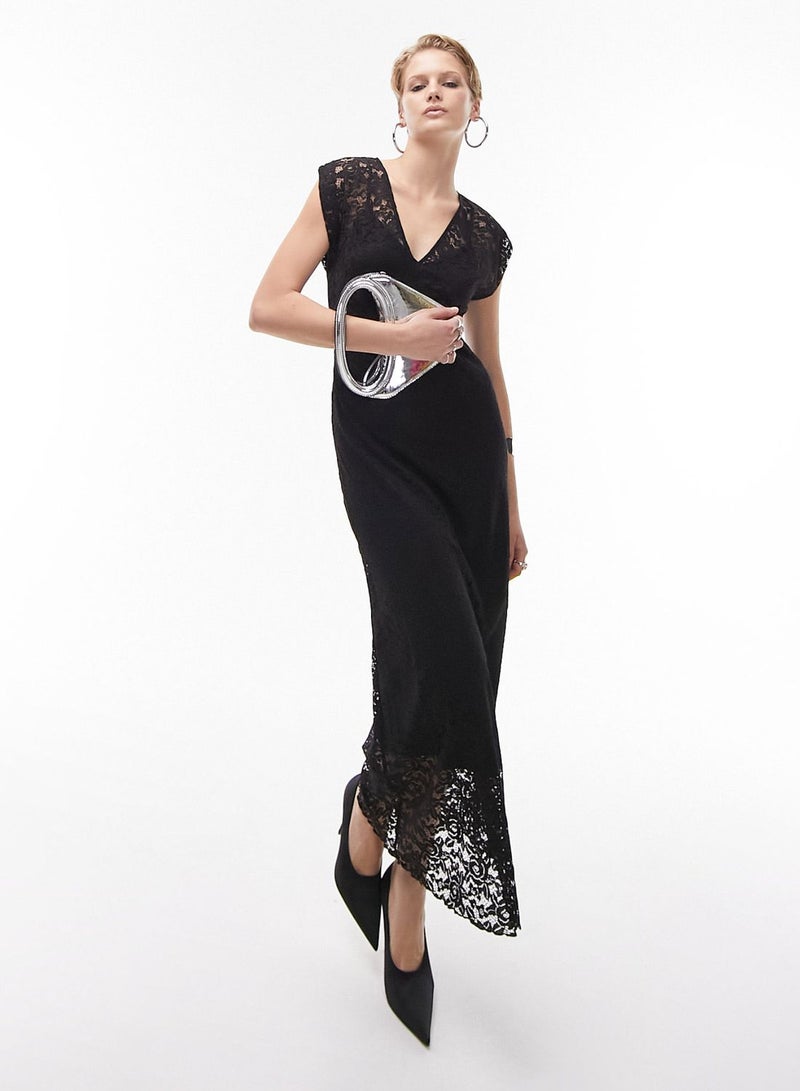 TOPSHOP Lace Trim Midi Dress - Image 4