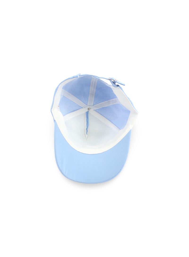 Fancy Girls Cotton Cap – Baby Blue with "Rabbit Study" Design - Image 3