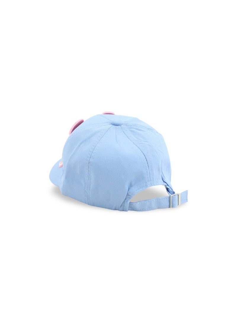 Fancy Girls Cotton Cap – Baby Blue with "Rabbit Study" Design - Image 2