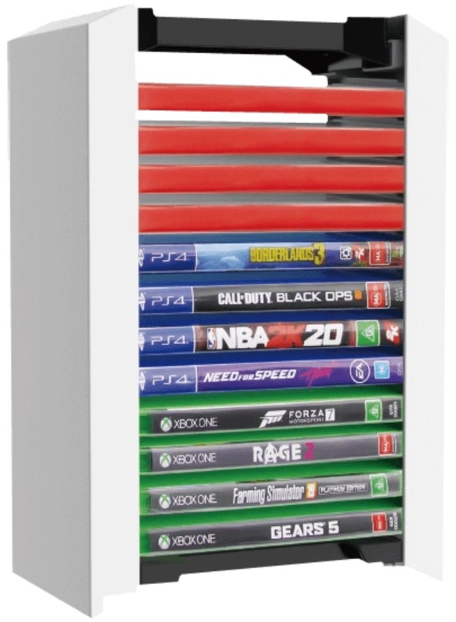 Dobe Vertical Storage Stand for Video Game Cards - White - 12 Slots - Image 2
