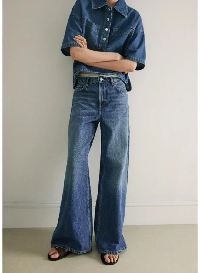 مانجو Wide leg mid-rise jeans