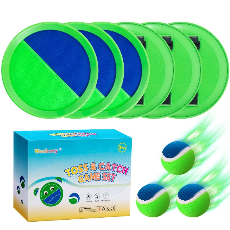 Weehoey Kids Toys Outdoor Games for Kids Toss and Catch Ball Set with 6 Paddles 3 Balls Gifts for 3 4 5 6 7 8 Year Old Boys Girls Christmas Birthday Perfect for Backyard Parties Camping Family - Image 2