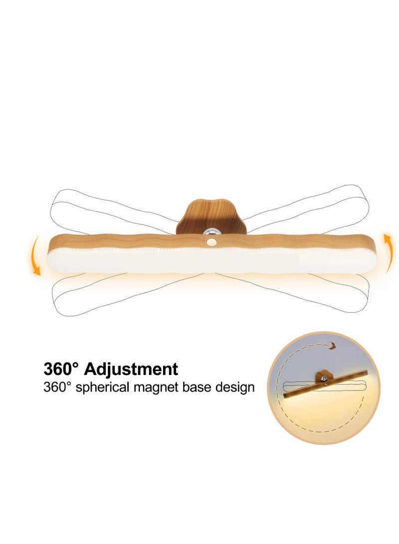 Touch Control Magnet Bedside Lamp,Wood Color Grain Light Bar Wall Lamp, 360° Rotation Rechargeable Cordless for Living Room Bedroom - Image 2